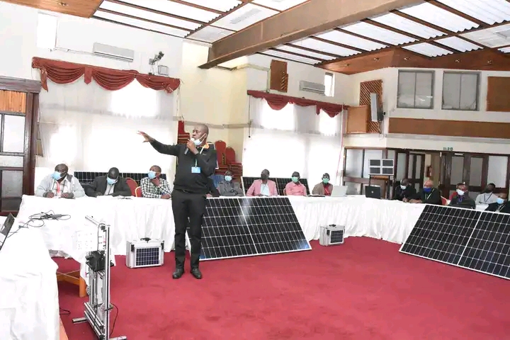During Solar Photovoltaic Technology (PV) training of energy management technicians from 14 counties under the Kenya Off-Grid Solar Access Project (KOSAP)  at the Multimedia University of Kenya Conference Hall.