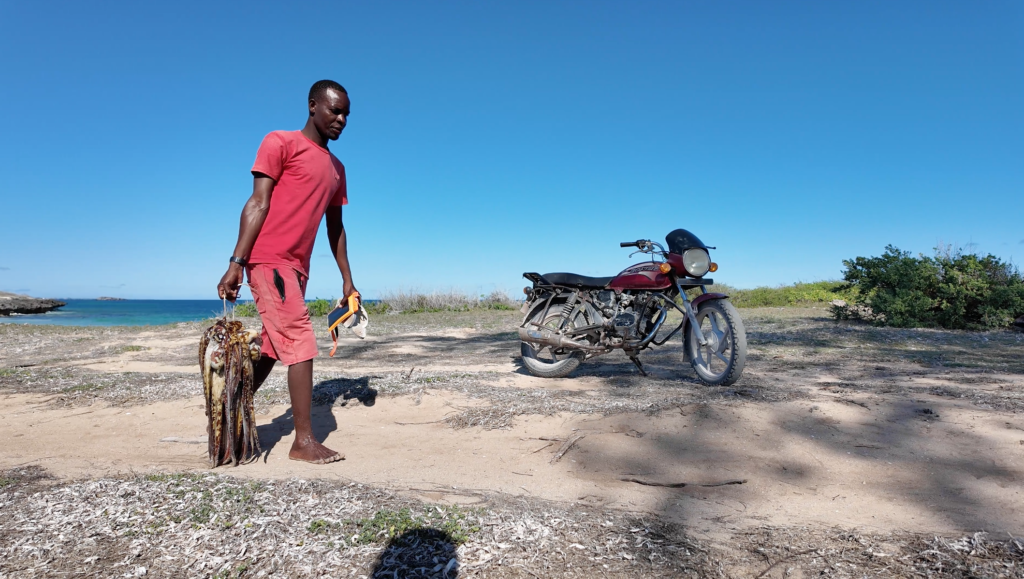 A fisherman with his octopus catch at Uyombo beach | Photo by Dan Kaburu